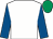 White, royal blue sleeves, emerald green cap