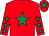 Red, emerald green star, emerald green stars on sleeves, emerald green star on cap