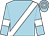 light blue, white sash, white armlets, white hoops on cap