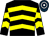 Black & yellow chevrons, dark blue & white hooped cap