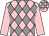 Pink, grey diamonds, pink sleeves, check cap