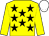 Yellow, black stars, Yellow sleeves, White cap