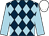 Dark blue & light blue diamonds, light blue sleeves, white cap