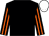 Black, black & orange striped sleeves, white cap