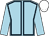Light blue, dark blue seams, light blue sleeves, white cap