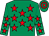 Emerald green, red stars, hooped cap