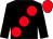 Black, large red spots, red cap