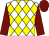 White and yellow checked diamonds, bright yellow sleeves and cap
