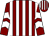 Maroon & white stripes, white chevrons on sleeves, striped cap