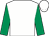 White, emerald green sleeves, white cap