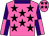 Fluorescent pink,black stars,purple collar,and sleeves,f pink diabolos sleeve