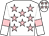 White, pink stars, pink armlet, white cap, pink stars
