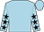 light blue, light blue sleeves, black stars, light blue cap