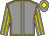 grey, gold seams, gold stripes on sleeves, gold diamond on cap