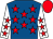 Royal blue, red stars, white sleeves, red stars and cap