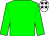 Green body, green arms, white cap, black stars