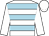 white and light blue hoops, white sleeves and cap