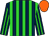 Dark blue and lime stripes, orange cap