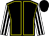 Black body, yellow seams, white arms, black striped, black cap