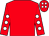 Red, white spots on sleeves, white spots on cap