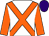 White body, orange cross sashes, orange arms, purple cap