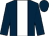 Dark blue, white stripe