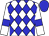 White body, big-blue diamonds, white arms, big-blue armlets, big-blue cap