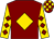Maroon, gold diamond, gold sleeves, maroon diamonds, maroon and gold checked cap