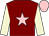 maroon, pink star, beige sleeves, pink cap
