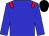 Big-blue body, red epaulettes, big-blue arms, black cap