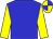 Big-blue body, yellow arms, yellow cap, big-blue quartered