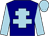 navy, light blue cross of lorraine, light blue sleeves, light blue cap