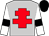 Silver, red cross of lorraine, white sleeves, black armlets, black cap