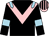 black, pink chevron, light blue epaulettes, light blue armbands, pink and black striped cap