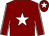 Maroon, white star, white seams on sleeves, white star on cap