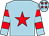 Light blue, red star, hooped sleeves and stars on cap