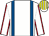 White, royal blue braces, white sleeves, red seams, white & yellow striped cap