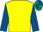 Yellow, royal blue sleeves, royal blue & emerald green quartered cap