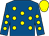 Royal blue, yellow spots, yellow cap