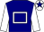 Navy, white hollow box and sleeves, white cap, navy star
