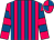 Cerise and royal blue stripes, hooped sleeves, quartered cap