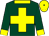 dark green, yellow cross, collar, cuffs and cap, dark green button on cap
