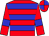 Red body, big-blue hooped, red arms, big-blue armlets, red cap, big-blue quartered