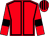 Red, black seams, black armlets on sleeves, black stripes on cap