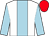 WHITE, LIGHT BLUE stripe and sleeves, RED cap