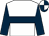 White, dark blue hoop, dark blue sleeves, quartered cap