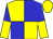 Yellow and blue quartered, blue and yellow halved sleeves, yellow cap