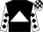 Black body, white triangle, white arms, black diamonds, white cap, black checked