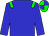 Big-blue body, green epaulettes, big-blue arms, green cap, big-blue quartered