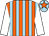 Orange and light blue stripes, white arms, light blue cap, orange star